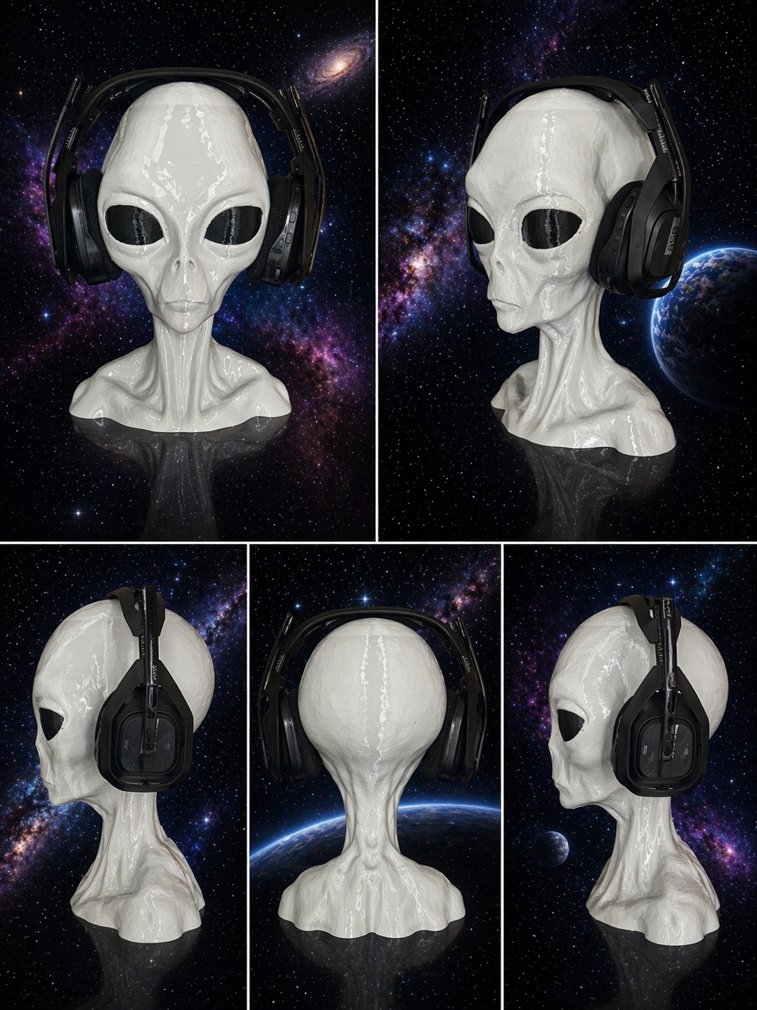 Zeta Reticuli Grey Alien Head - 13-inch Light Gray Version