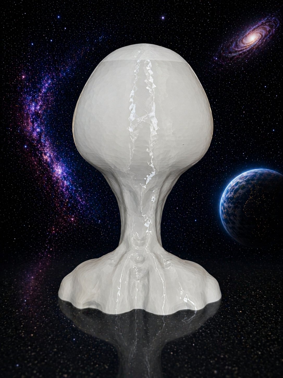 Grey Alien Head front angled view