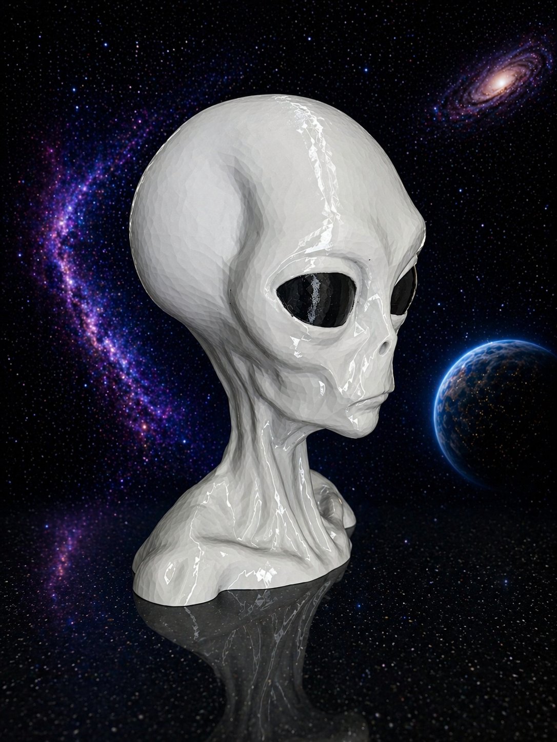 Grey Alien Head three-quarter view