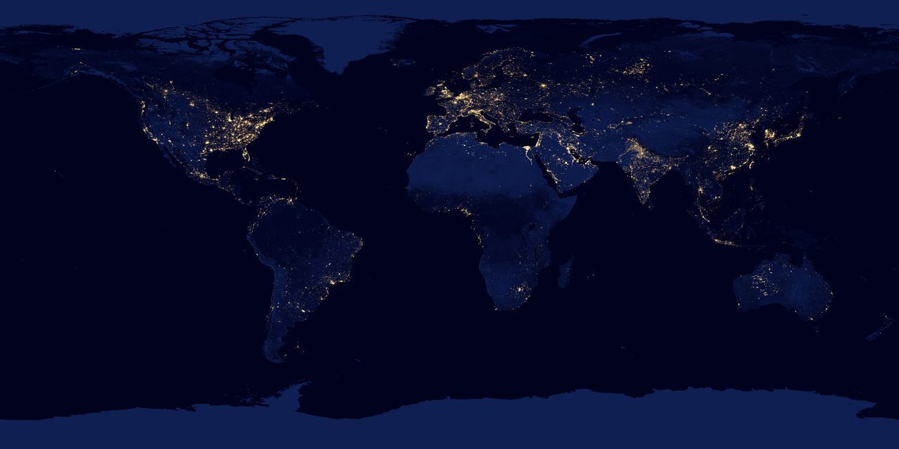 Earth from space at night