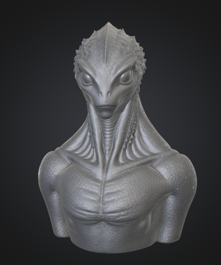 Reptilian Alien Bust 3D printable sculpture cover