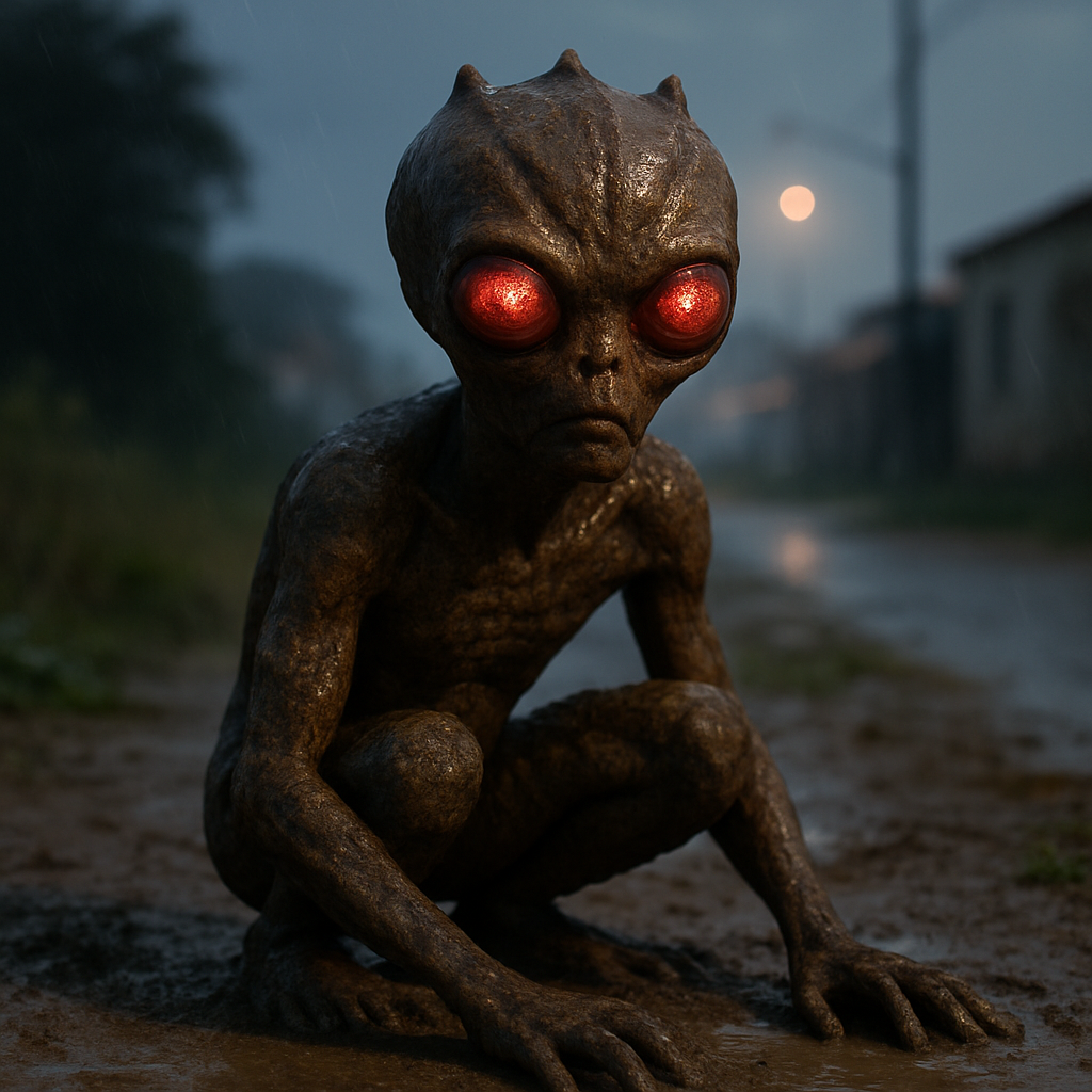 Varginha Alien 1996 Brazil hyper-realistic creature with three head bumps and red eyes